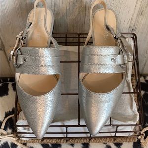 Nine West Silver Leather Flats